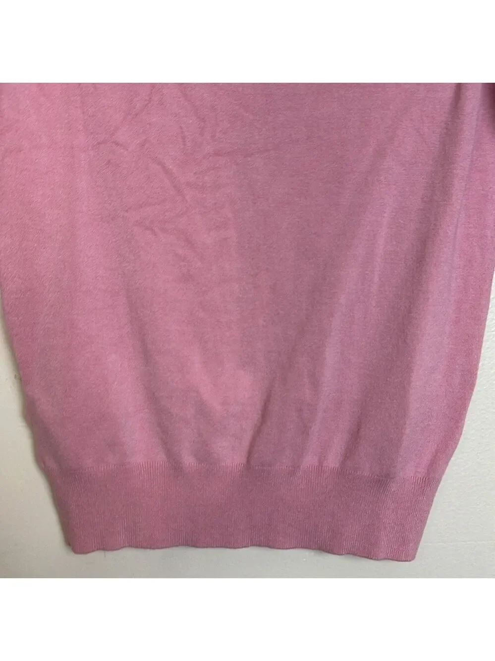 Zara High Collar Turtleneck Fine Ribbed Knit 3/4 Sleeve Sweater in Pink - Picture 14 of 14
